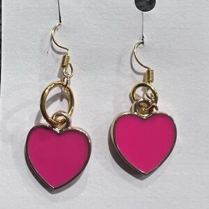 Pink Heart Drop Earrings